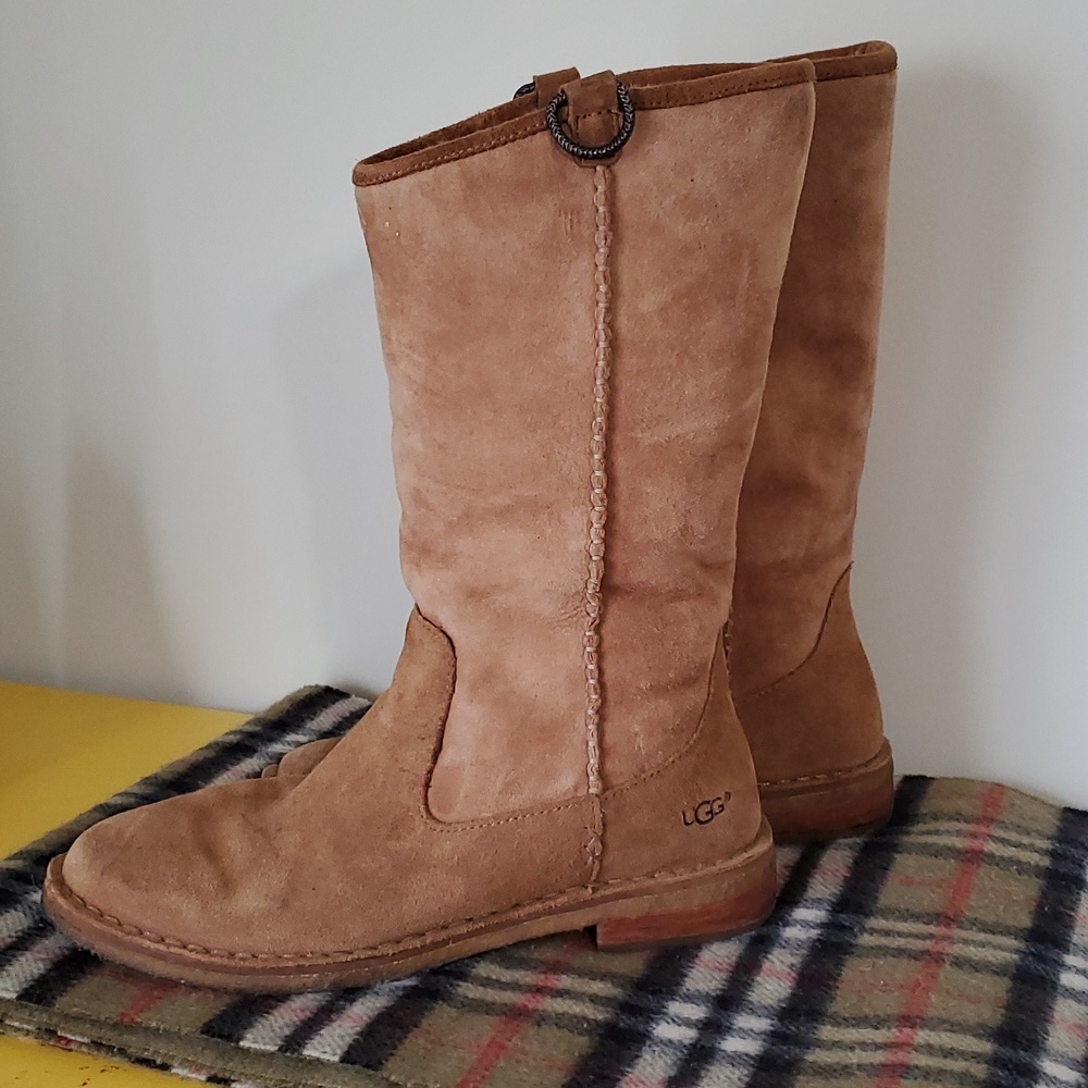 UGG Daphne Tall Suede Winter Boots in Chestnut Tan - Size 7 - Picture 2 of 9